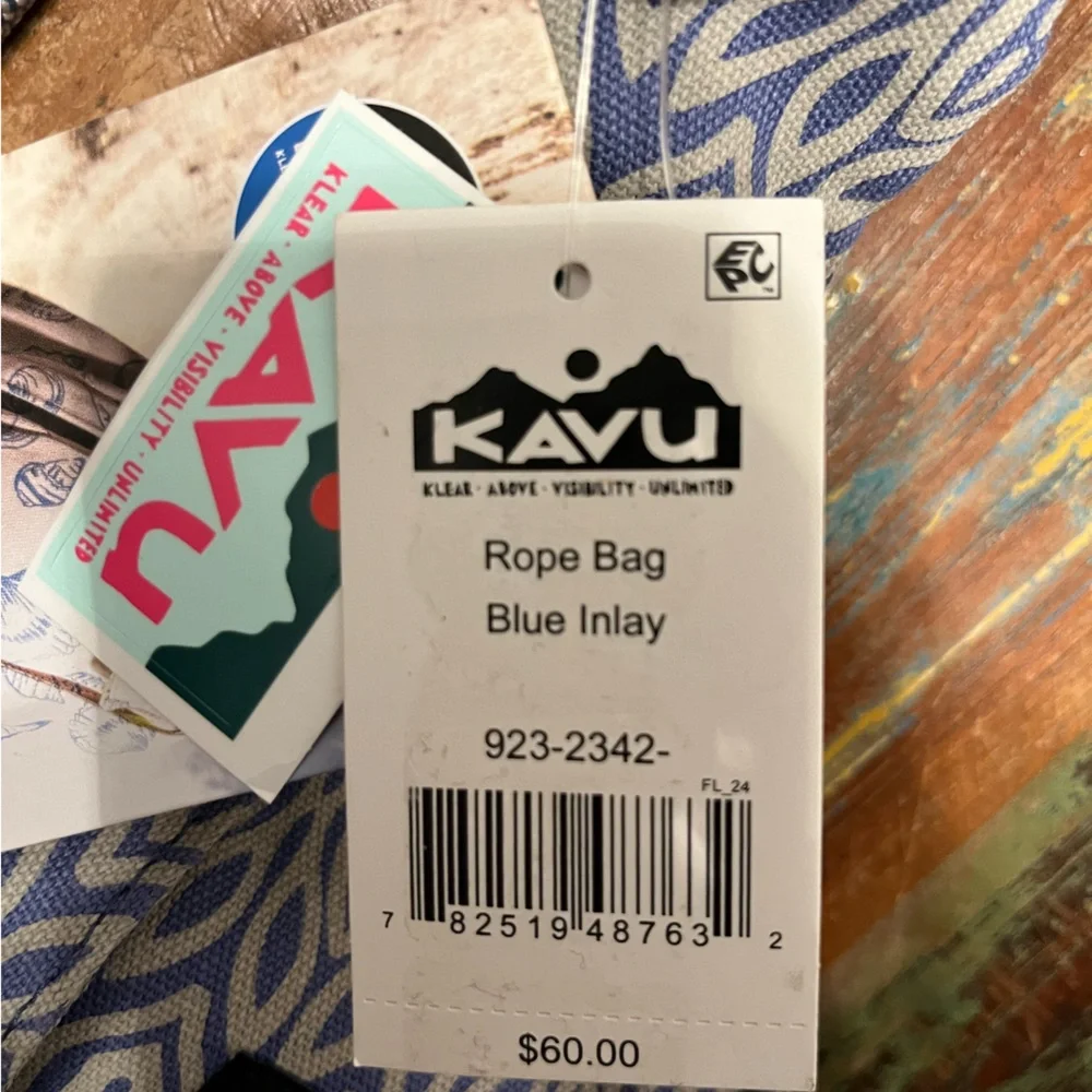 NWT KAVU Rope Bag-Blue Inlay